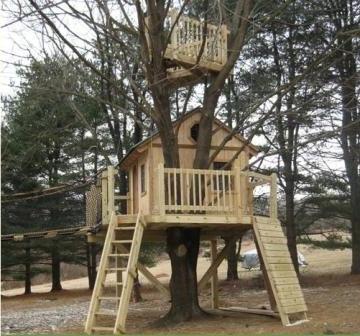 Як може виглядати будиночок на дереві: приклад готового споруди